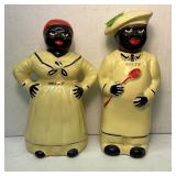 Vintage Black Americana Peppy & Salty Shakers