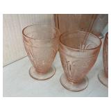 Jeannette Pink Cherry Blossom Pitcher/Tumbler Set