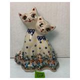 Vena Polish Pottery Hand Painted Twin Cats