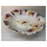 Antique German Floral Porcelain Centerpiece Bowl