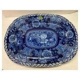 Antique Blue and White Flow Blue Ceramic Platter