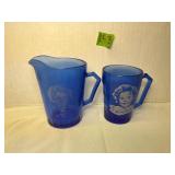 Vintage Shirley Temple Cobalt Blue Glassware Duo