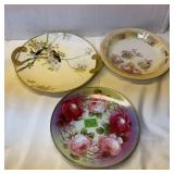 Antique Hand-Painted Porcelain Plates Trio