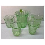 Jeannette Green Uranium Glass Poinsettia Set