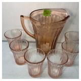 Jeannette Pink Cherry Blossom Glass Water Set