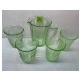 Vintage Jeannette Green Poinsettia Glass Set