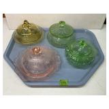 Vintage Assorted Depression Glass Covered Dishes