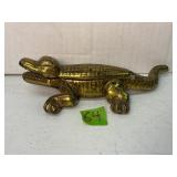 Vintage Cast Brass Alligator Trinket Box