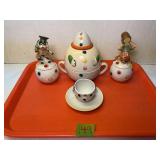 Vintage Shafford Japan Circus Clown Condiment Set