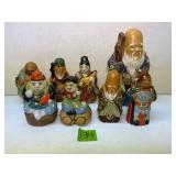 Japanese Kutani Seven Lucky Gods Porcelain Figures