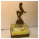 Art Deco Dancer Slag Glass Ashtray