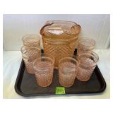 Vintage Pink Windsor Depression Glass Beverage Set
