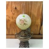 Antique Miller Hand Painted Hurricane Lamp