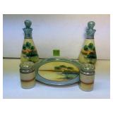 Vintage Hand Painted Lusterware Condiment Set