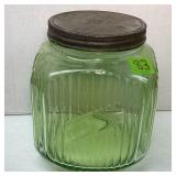 Vintage Owens-Illinois Green Glass Hoosier Jar