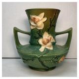 Roseville Green Magnolia Double Handled Vase