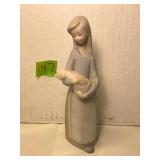 Vintage Retired Lladro Girl with Pig Figurine