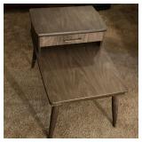 Mid Century Modern Two Tier End Table with Drawer