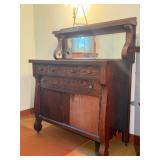 Antique Tiger Oak Sideboard Buffet with Mirror