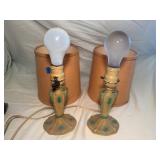 Pair of Art Deco Cast Metal Boudoir Lamps