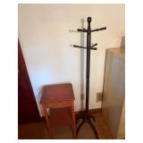 Vintage Wooden Nightstand and Coat Rack Set