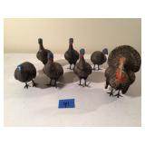 Vintage German Paper Mache Turkey Figurine Lot