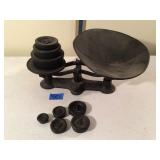 Antique Cast Iron Countertop Balance Scale Set