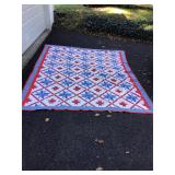 Vintage Patriotic Star Hand-Made Patchwork Quilt