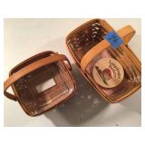 Two Vintage Longaberger Handwoven Wood Baskets
