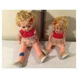 Pair of Vintage Vinyl Blonde Curly Haired Dolls