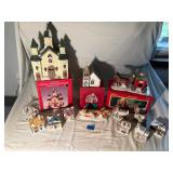 Christmas Village Houses and Accessories Lot