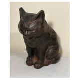 Antique Cast Iron Sitting Cat Still Coin Bank