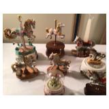 Vintage Carousel Horse Music Box & Figurine Lot