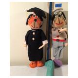 Vintage Kitsch Anthropomorphic Felt Dog Dolls Lot