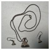 Vintage Silver Tone Hershey Kiss Pendant & Earring