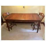Wood Dining Table with Two Chairs