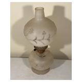 Vintage Fenton Frosted Satin Glass Hurricane Lamp