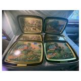 Vintage Currier and Ives Metal TV Tray 6 Piece Lot