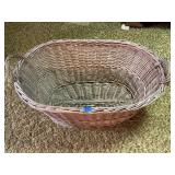 Vintage Oval Woven Wicker Basket with Handles
