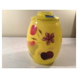 Vintage Hand Painted Yellow Glass Cookie Jar