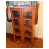 Vintage Wood 2 Glass Door Bookcase Cabinet