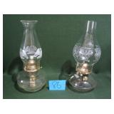 2 KERSENE GLASS LAMPS