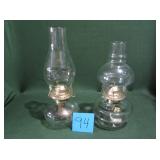 2 KEROSENE GLASS LAMPS