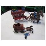 2 cast iron horse teams incl:circus wagon