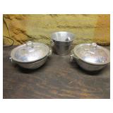 hammered aluminum ice bucket & dishes