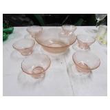 pink depression berry bowl set