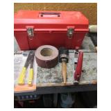 red plastic toolbox & tools,items