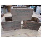 3 remington wood ammo boxes,2 are missing bottoms