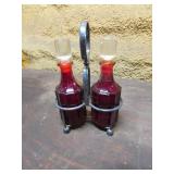 cranberry cruet set