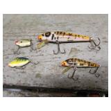 plastic heddon tiger fishing lures & 2 lures